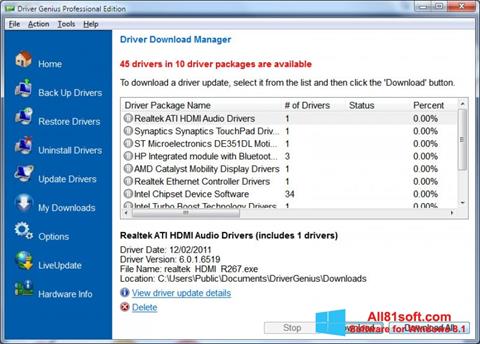 Skärmdump Driver Genius Professional för Windows 8.1