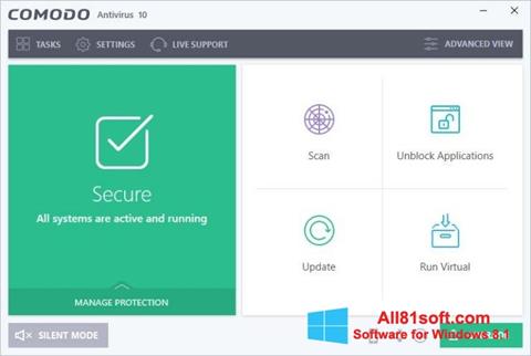 Skärmdump Comodo Antivirus för Windows 8.1