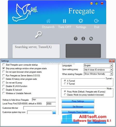 Skärmdump Freegate för Windows 8.1