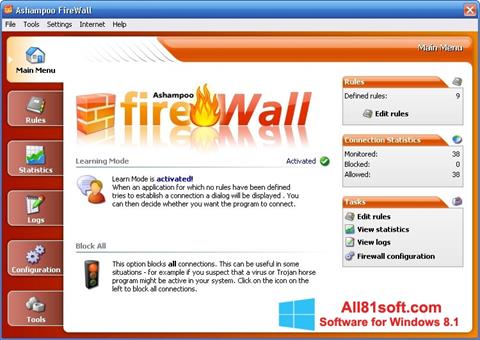 Skärmdump Ashampoo Firewall för Windows 8.1