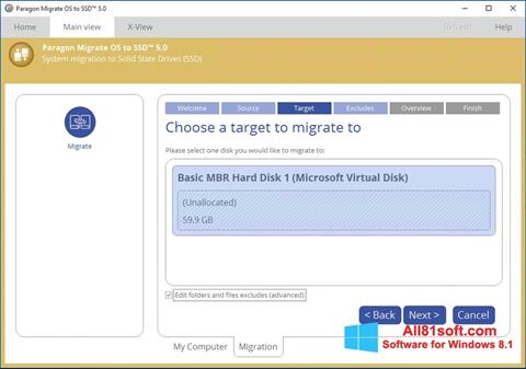 Skärmdump Paragon Migrate OS to SSD för Windows 8.1