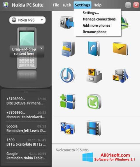 Skärmdump Nokia PC Suite för Windows 8.1