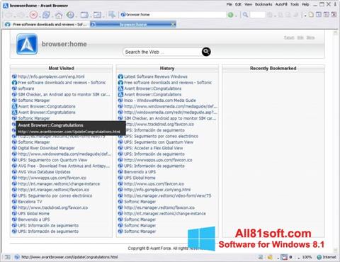 Skärmdump Avant Browser för Windows 8.1
