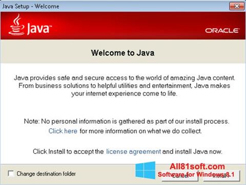Skärmdump Java Runtime Environment för Windows 8.1