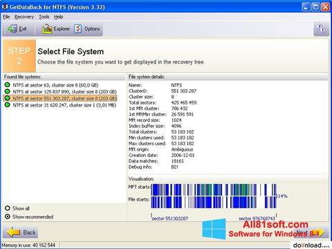 Skärmdump GetDataBack för Windows 8.1