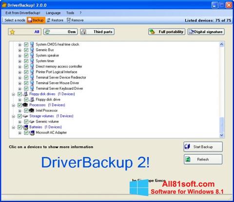 Skärmdump Driver Backup för Windows 8.1