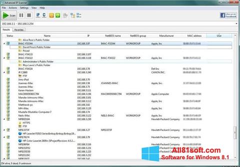 Skärmdump Advanced IP Scanner för Windows 8.1