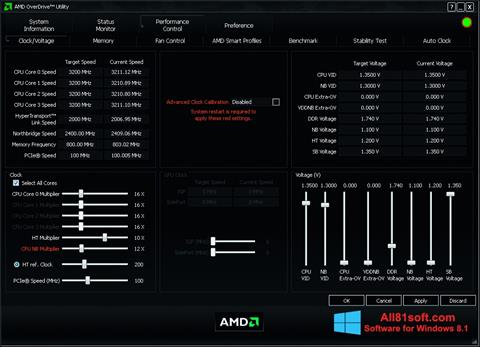 Skärmdump AMD Overdrive för Windows 8.1
