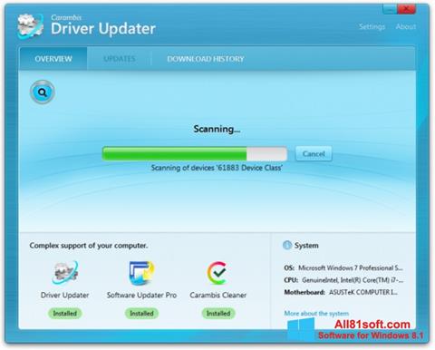 Skärmdump Carambis Driver Updater för Windows 8.1